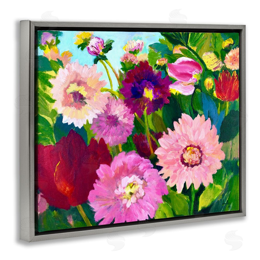 Lee Ann Zirbes Tea Garden Mums Gray Floating Frame Canvas Wall Art Print