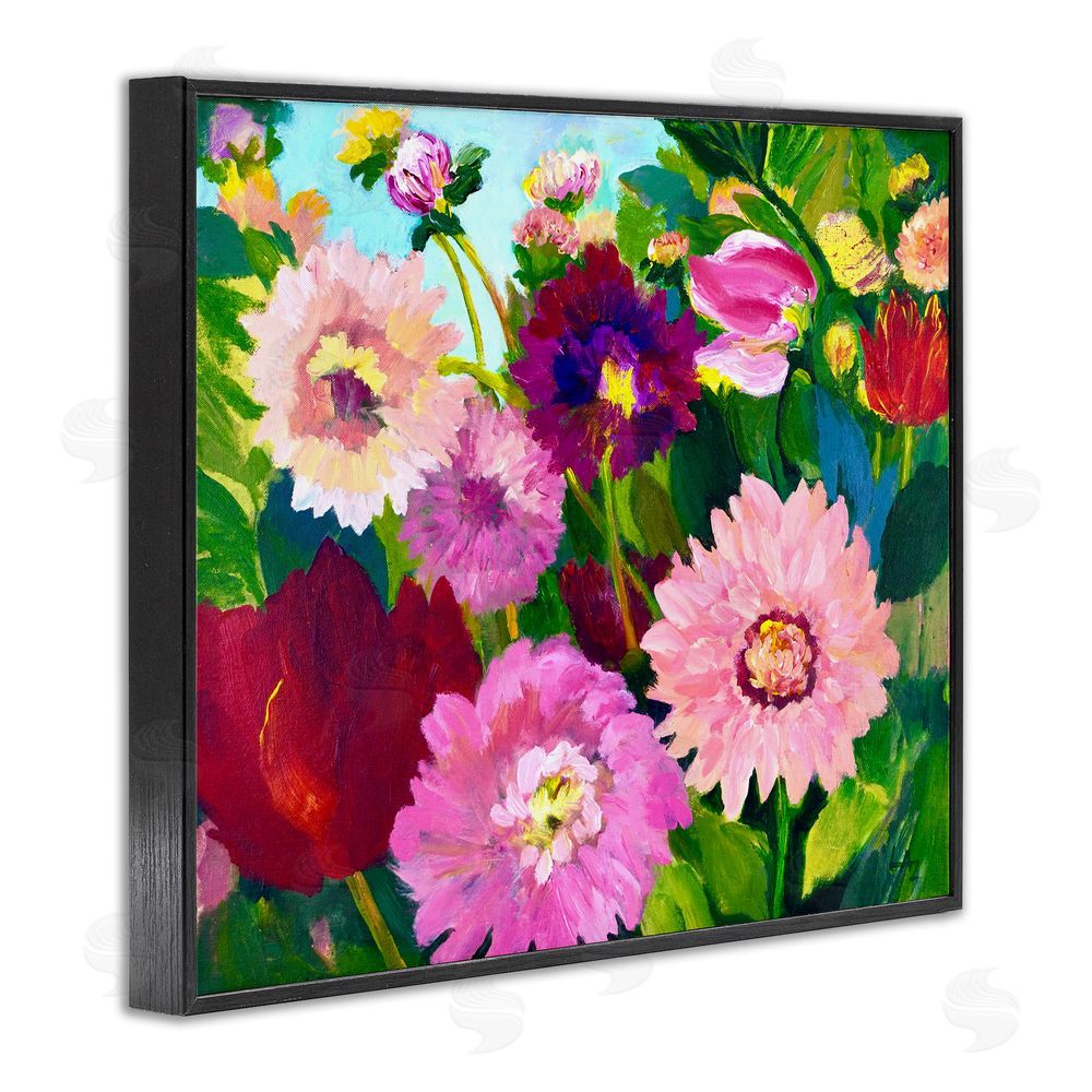 Lee Ann Zirbes Tea Garden Mums Black Framed Giclee Wall Art Print