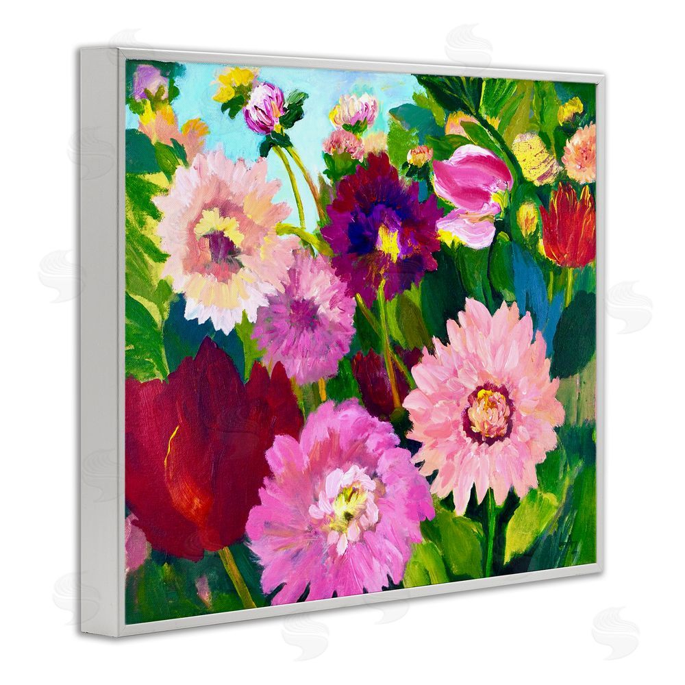 Lee Ann Zirbes Tea Garden Mums White Framed Giclee Wall Art Print