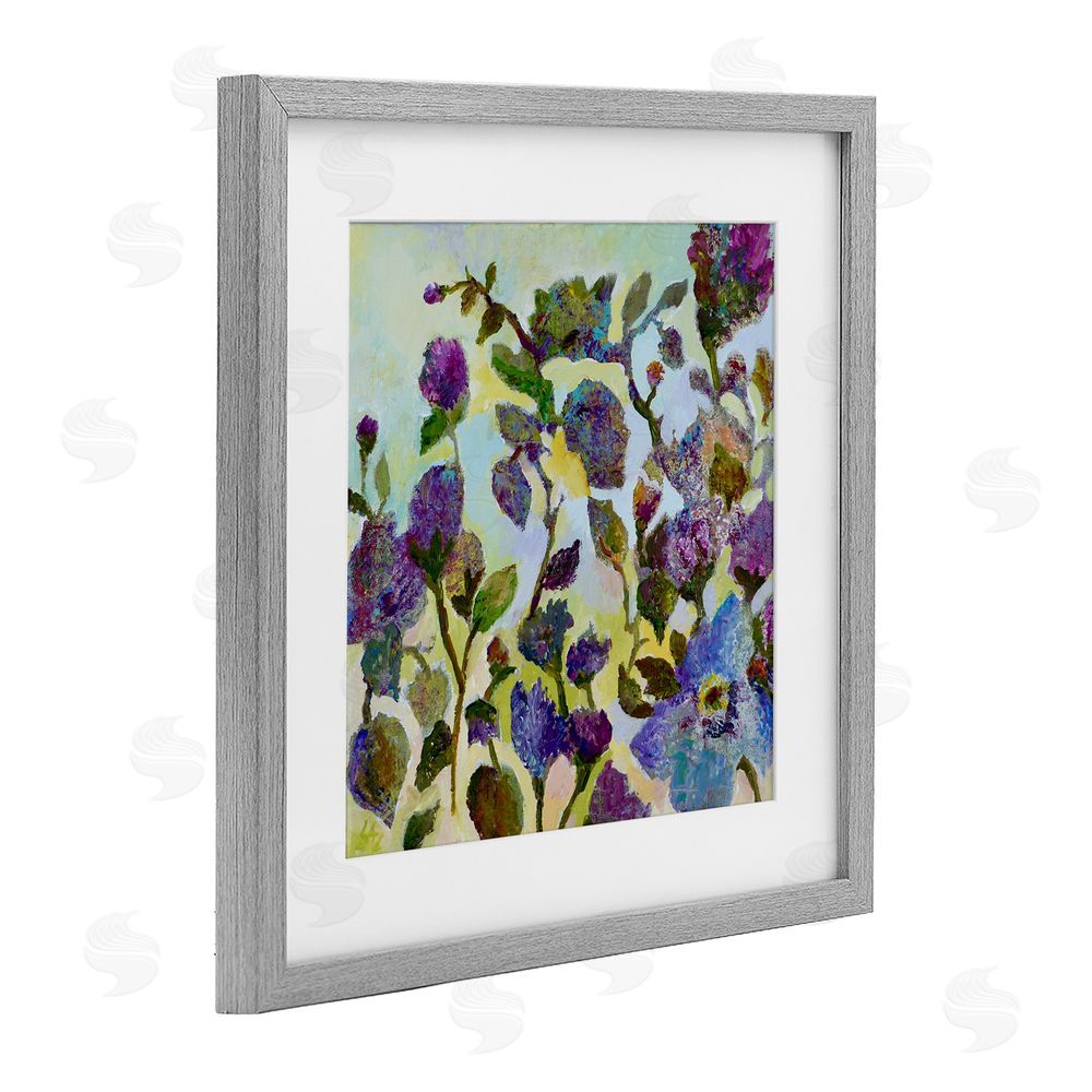 Lee Ann Zirbes Floral Tapestry Abstraction Gray Framed Print Under Glass with White Mat Wall Art
