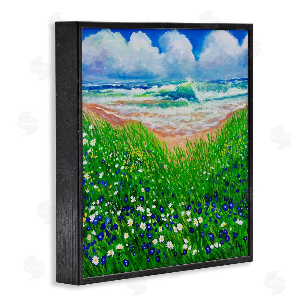 Lee Ann Zirbes Summer Wind Beach Flowers Black Framed Giclee Wall Art Print