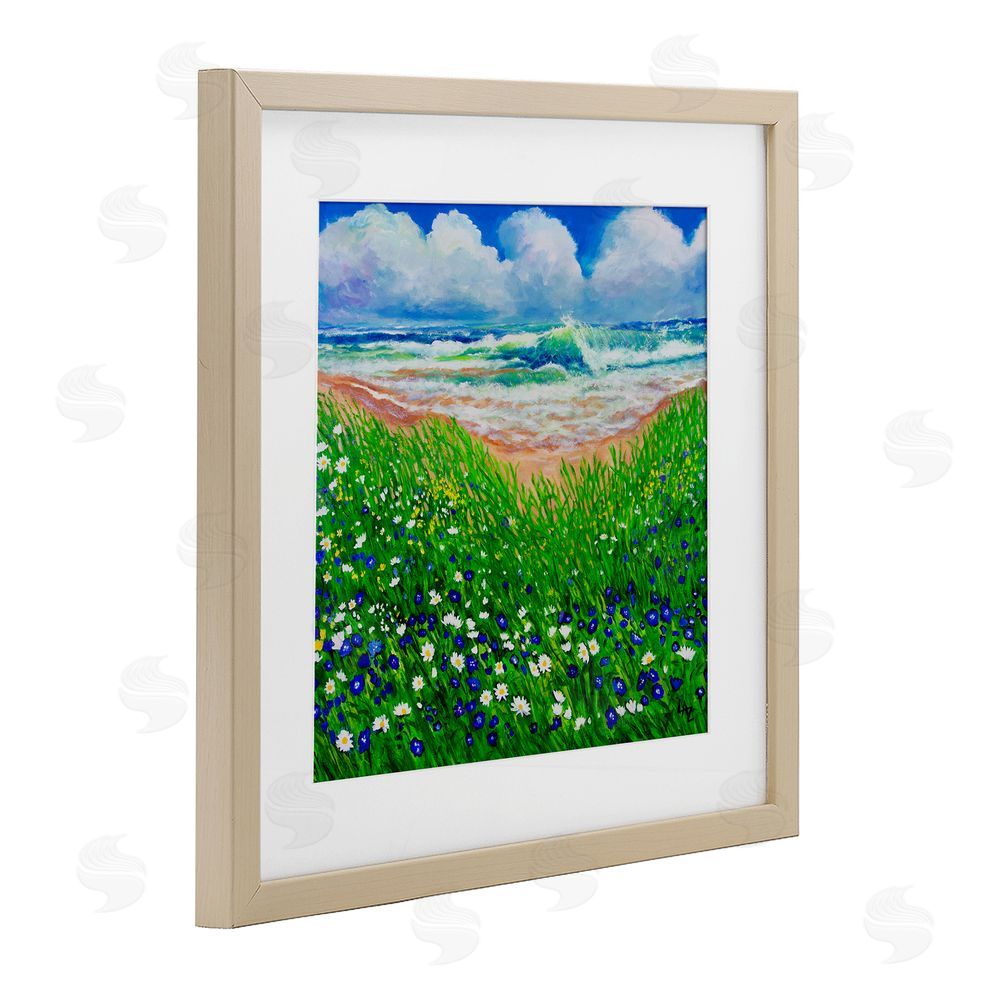 Lee Ann Zirbes Summer Wind Beach Flowers Birch Framed Print Under Glass with White Mat Wall Art