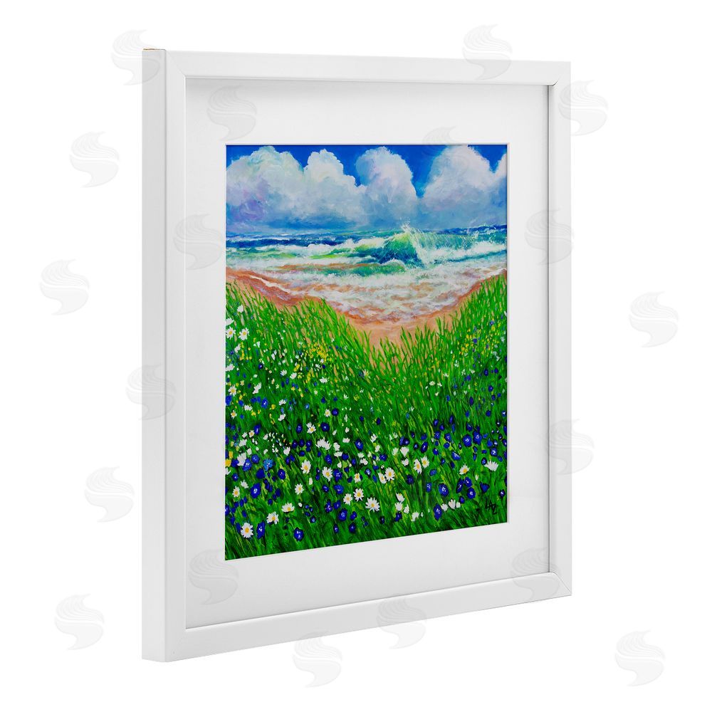 Lee Ann Zirbes Summer Wind Beach Flowers White Framed Print Under Glass with Mat Wall Art