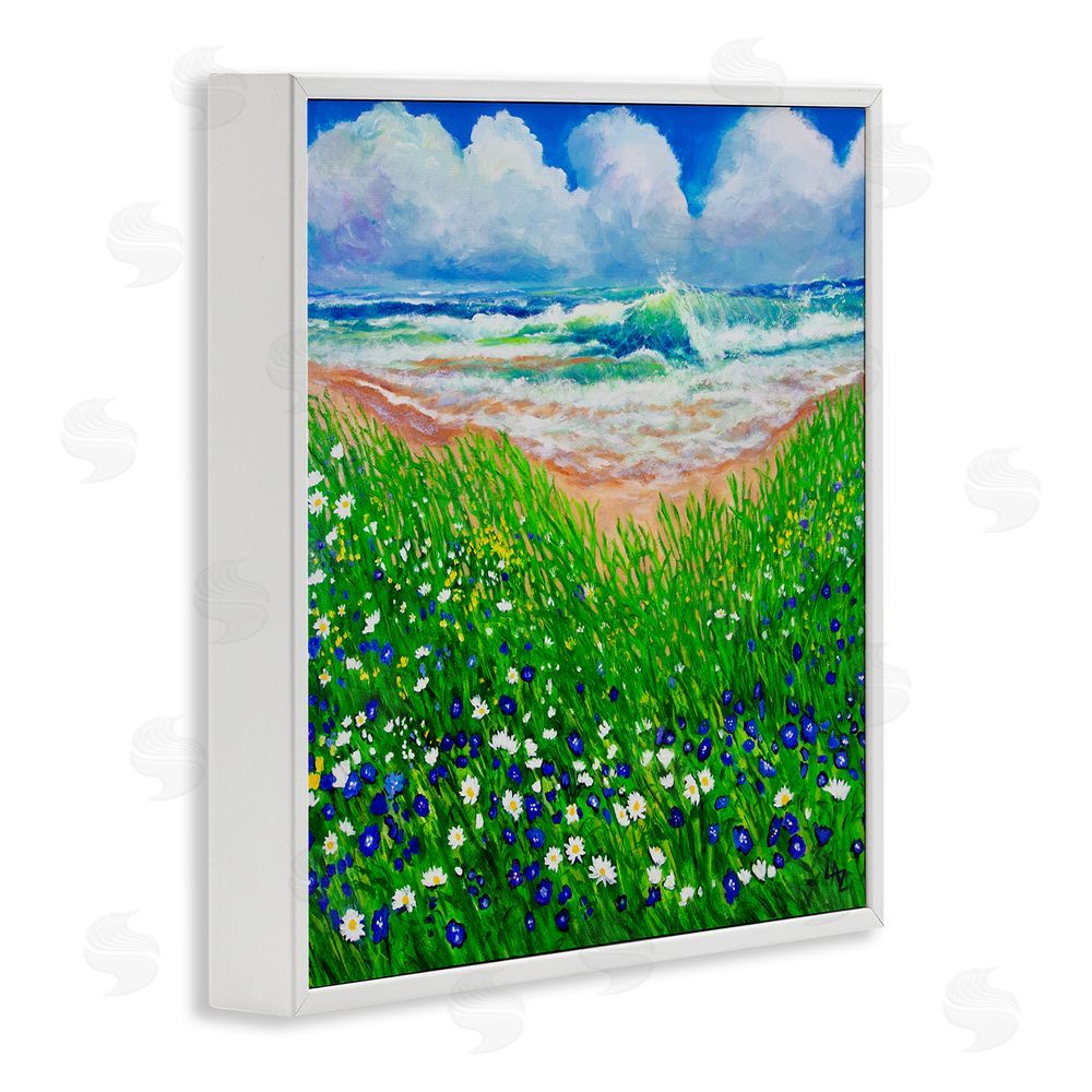 Lee Ann Zirbes Summer Wind Beach Flowers White Framed Giclee Wall Art Print