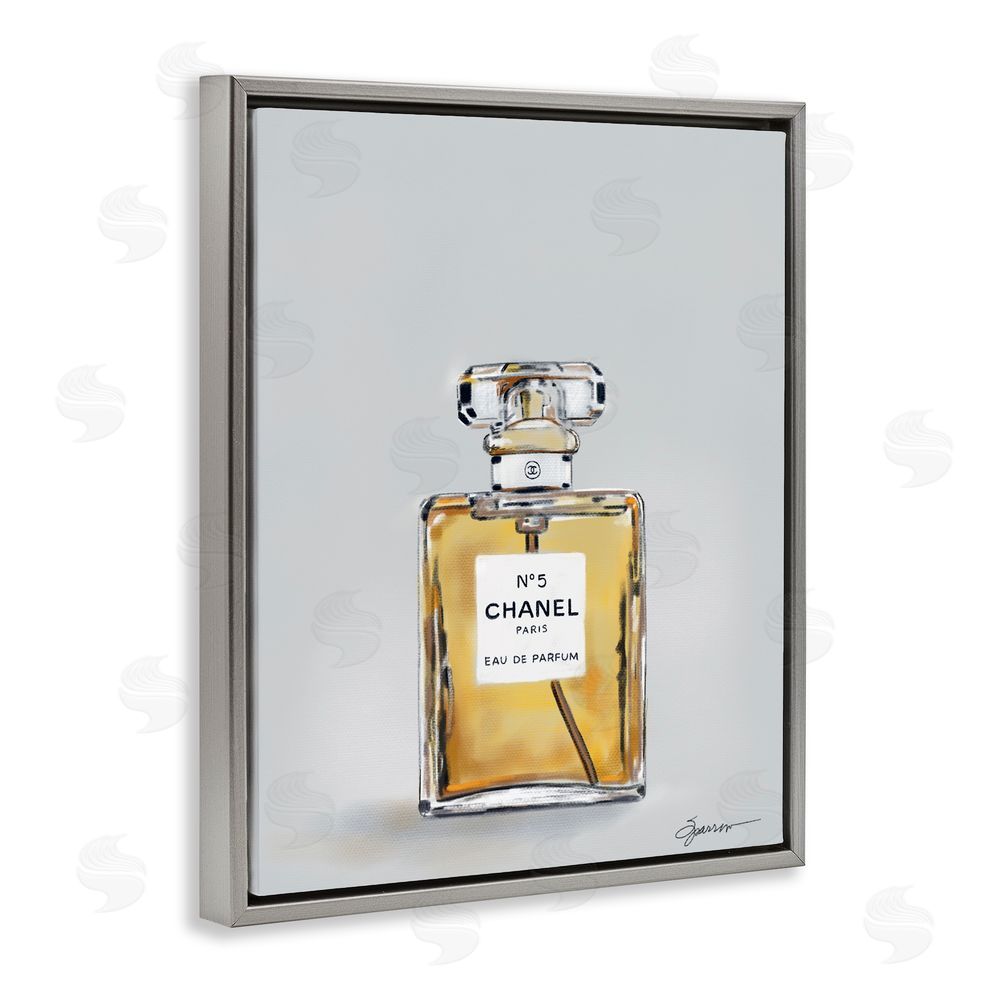 Mary Sparrow Elegant Luxury Perfume Gray Floating Frame Canvas Wall Art Print