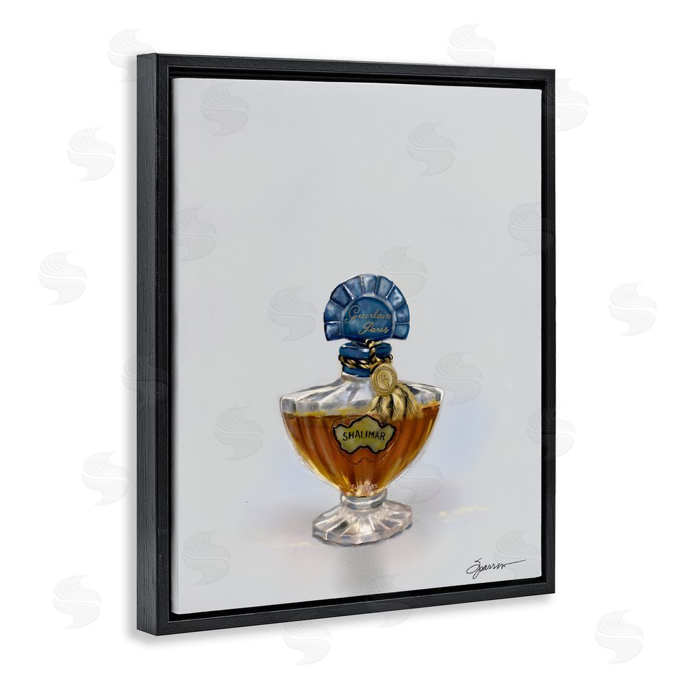 Mary Sparrow Classy Luxury Perfume Bottle Black Floating Frame Canvas Wall Art Print