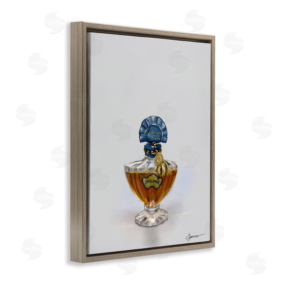 Mary Sparrow Classy Luxury Perfume Bottle Brown Floating Frame Canvas Wall Art Print