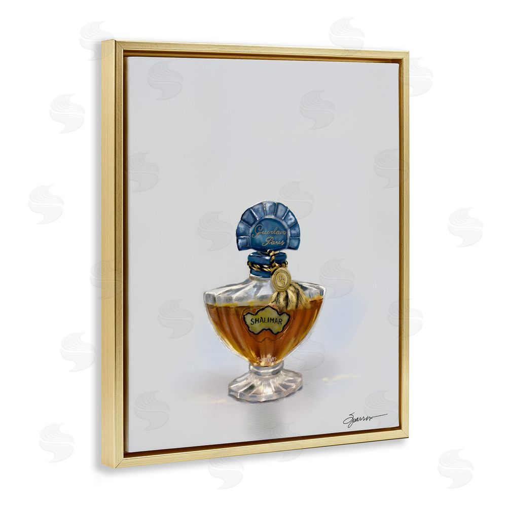 Mary Sparrow Classy Luxury Perfume Bottle Gold Floating Frame Canvas Wall Art Print