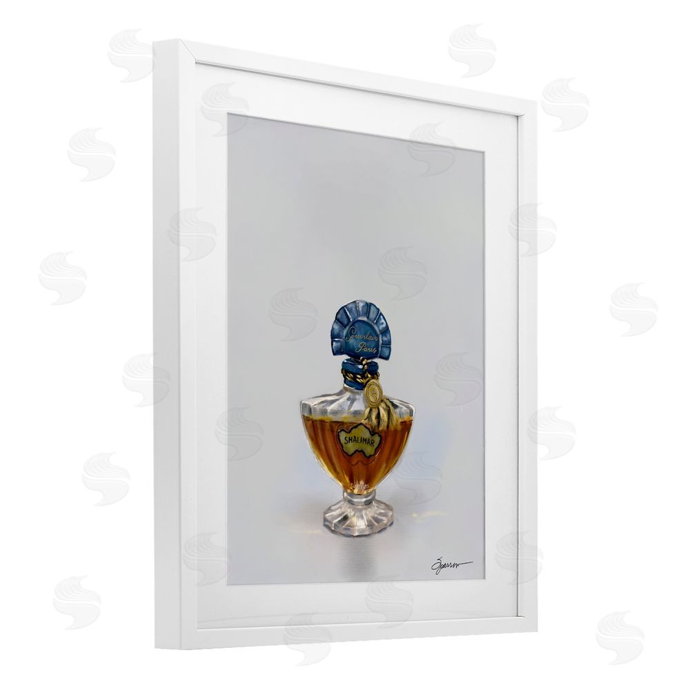 Mary Sparrow Classy Luxury Perfume Bottle White Framed Print Under Glass with Mat Wall Art