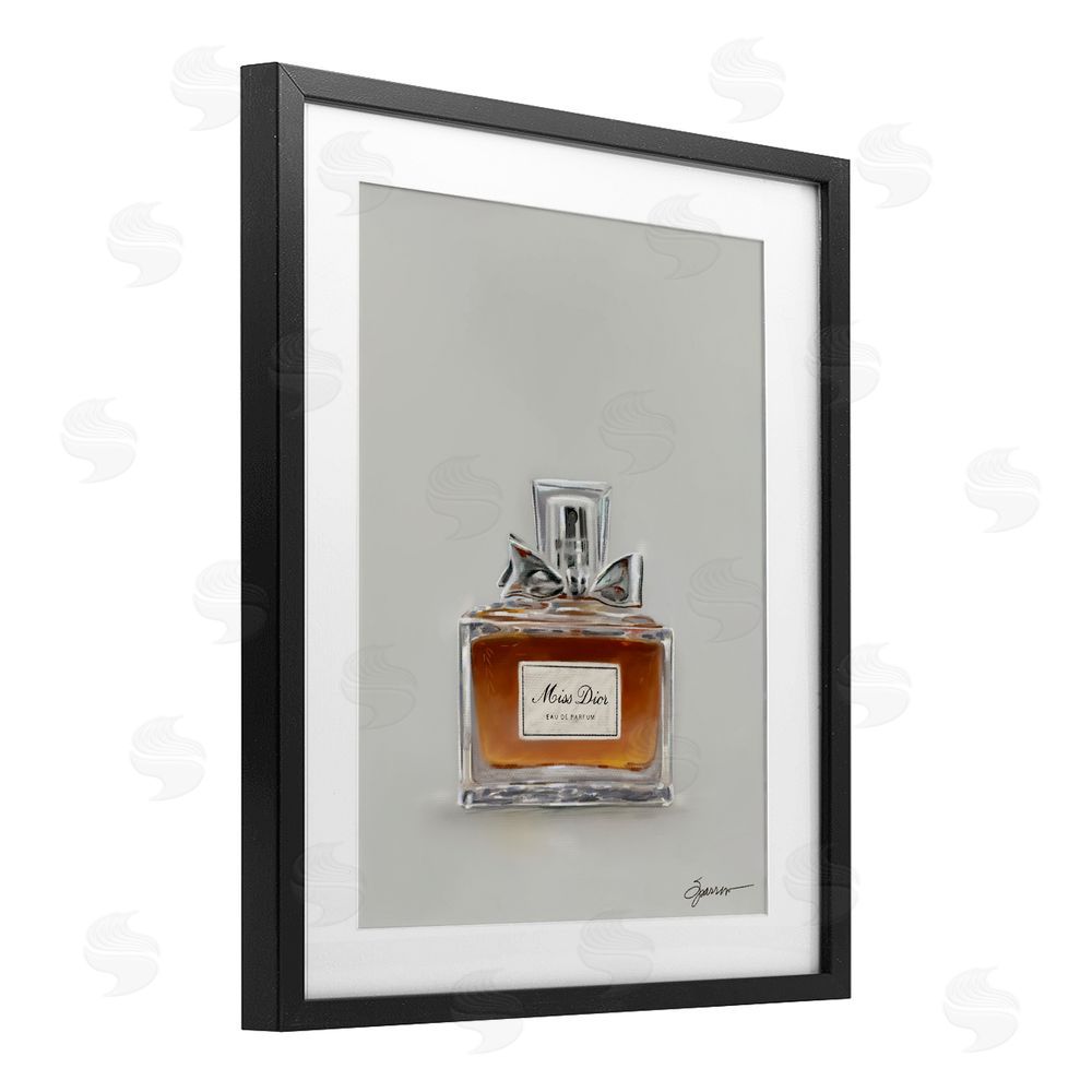 Mary Sparrow Elegant Fragrance with Bow Black Framed Print Under Glass with White Mat Wall Art