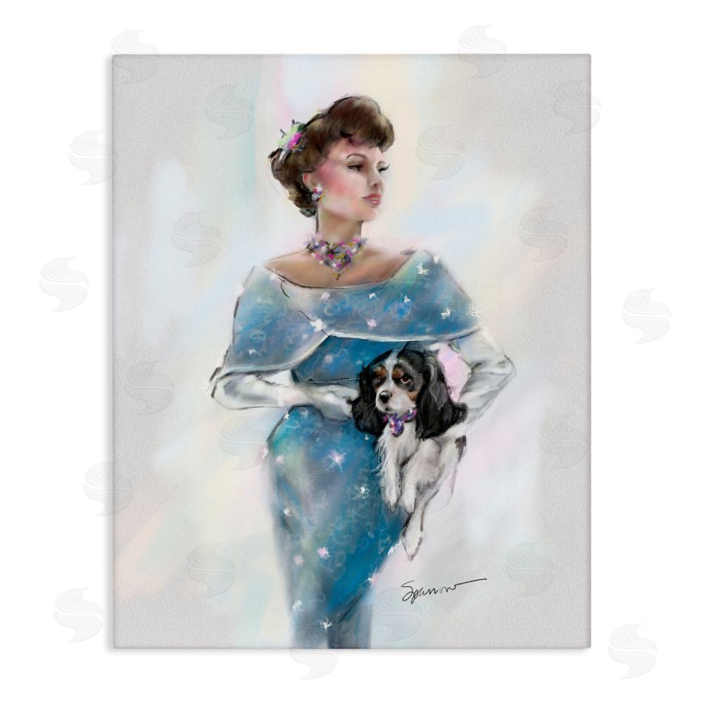 Mary Sparrow Vintage Lady & Dog Canvas Wall Art Print