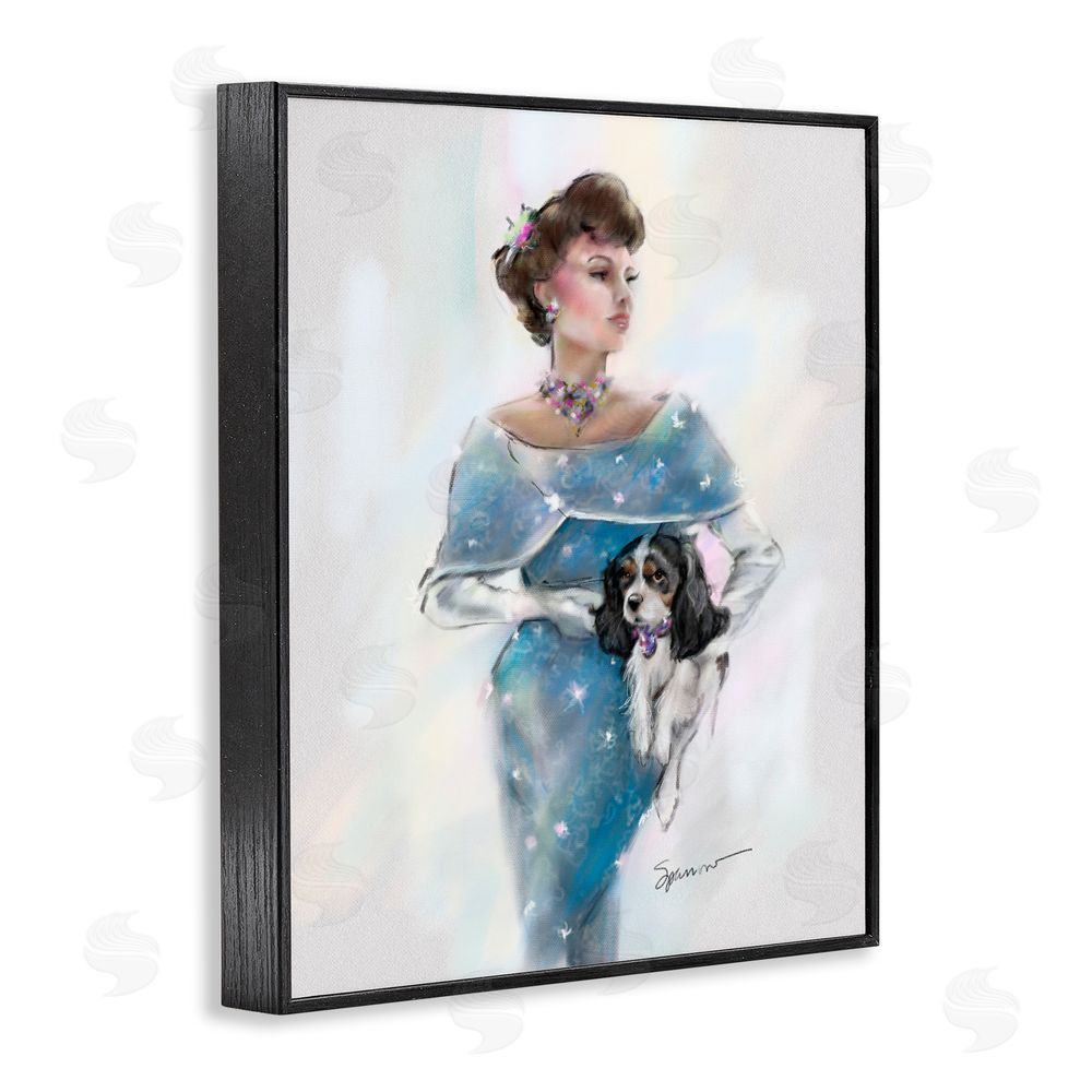 Mary Sparrow Vintage Lady & Dog Black Framed Giclee Wall Art Print