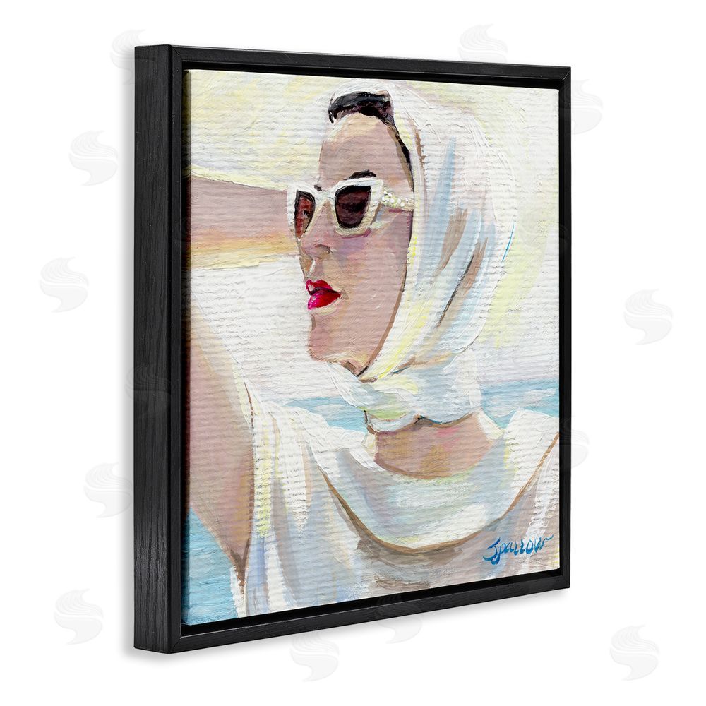 Mary Sparrow Timeless Stylish White Sunglasses Black Floating Frame Canvas Wall Art Print