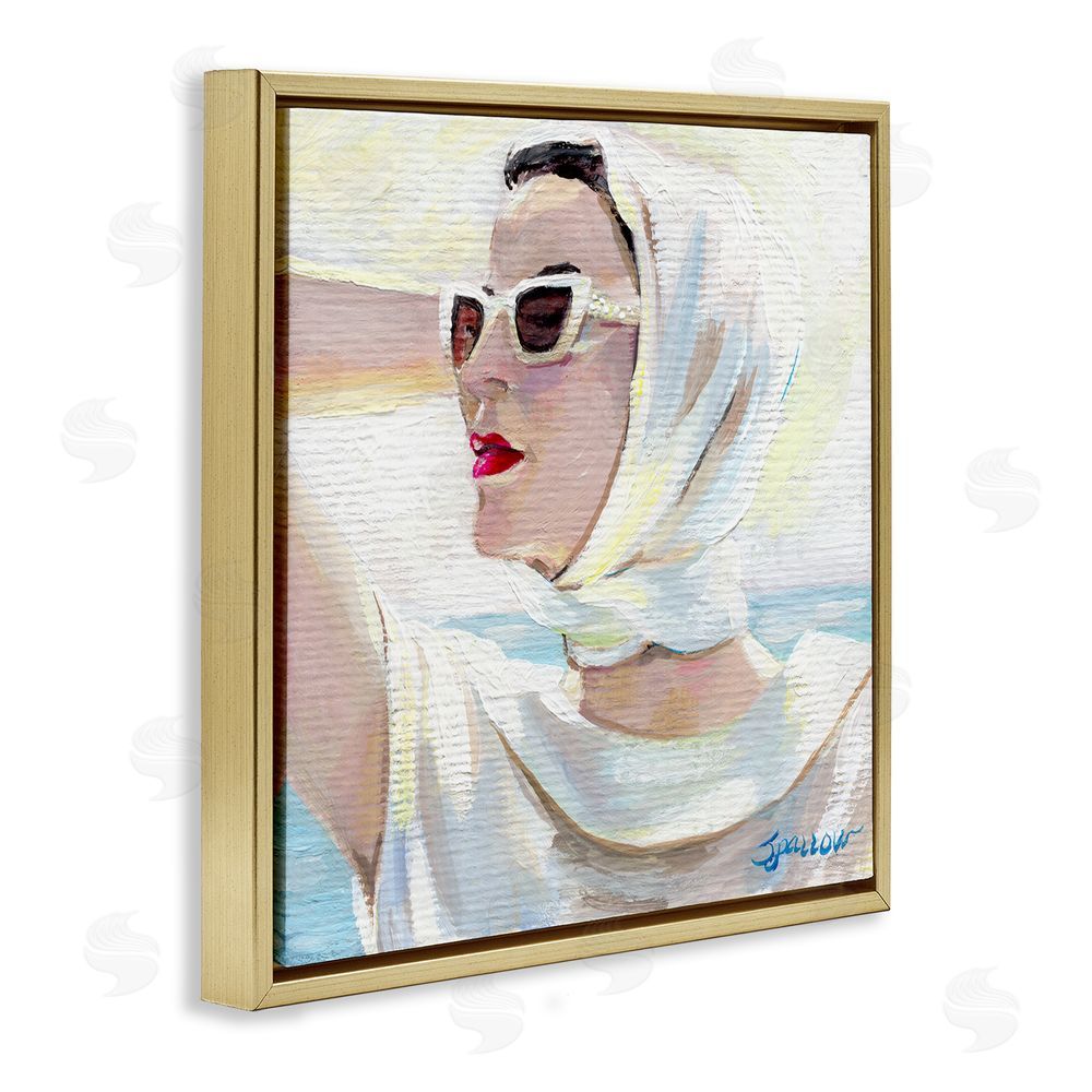 Mary Sparrow Timeless Stylish White Sunglasses Gold Floating Frame Canvas Wall Art Print