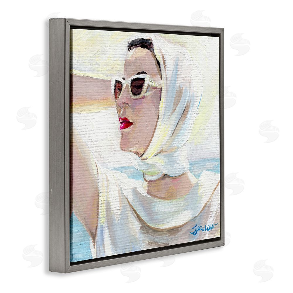 Mary Sparrow Timeless Stylish White Sunglasses Gray Floating Frame Canvas Wall Art Print