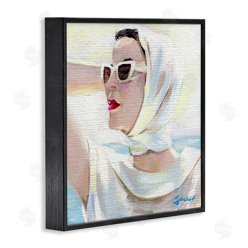 Mary Sparrow Timeless Stylish White Sunglasses Black Framed Giclee Wall Art Print
