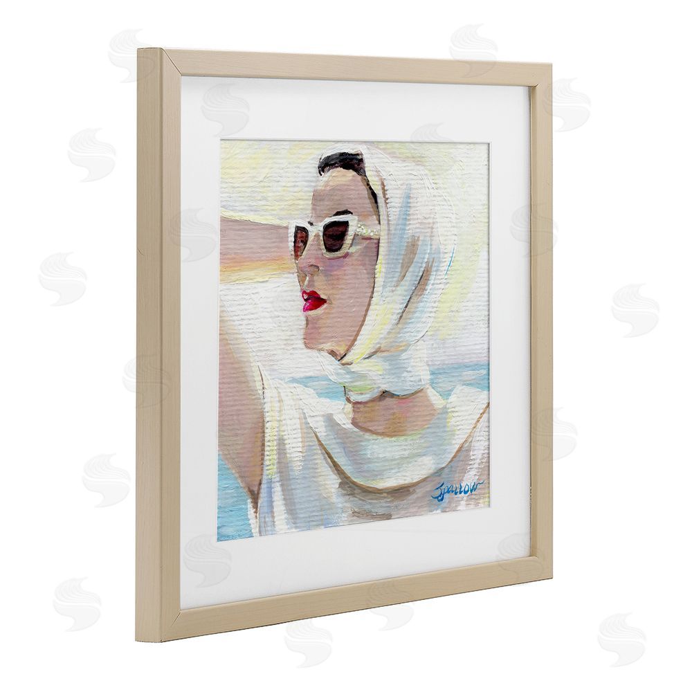 Mary Sparrow Timeless Stylish White Sunglasses Birch Framed Print Under Glass with White Mat Wall Art