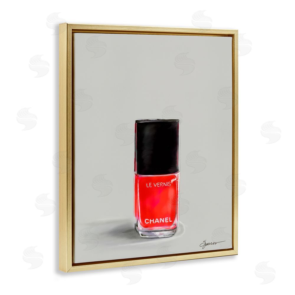 Mary Sparrow Classy Rouge Nail Polish Gold Floating Frame Canvas Wall Art Print