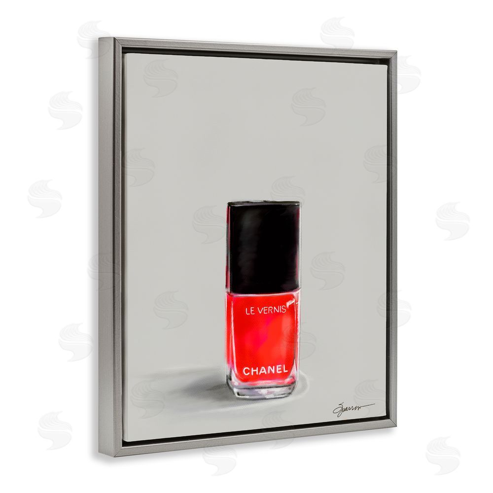 Mary Sparrow Classy Rouge Nail Polish Gray Floating Frame Canvas Wall Art Print