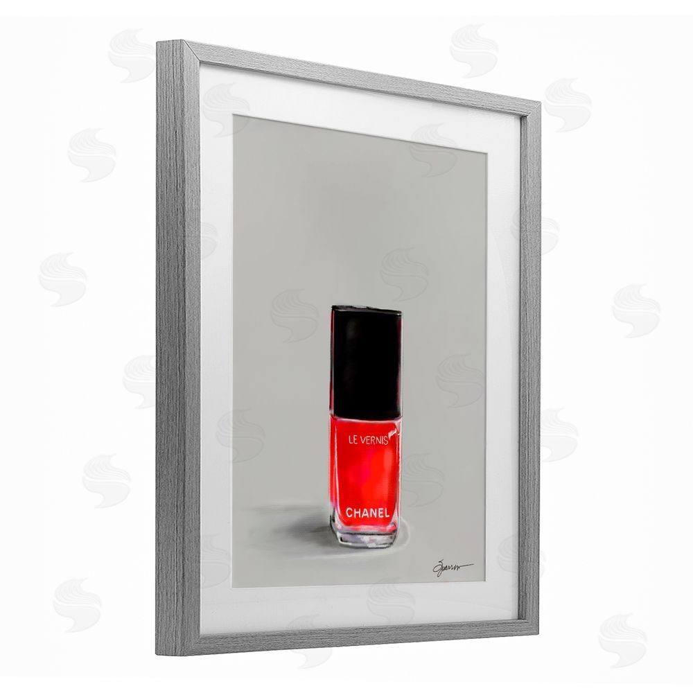 Mary Sparrow Classy Rouge Nail Polish Gray Framed Print Under Glass with White Mat Wall Art