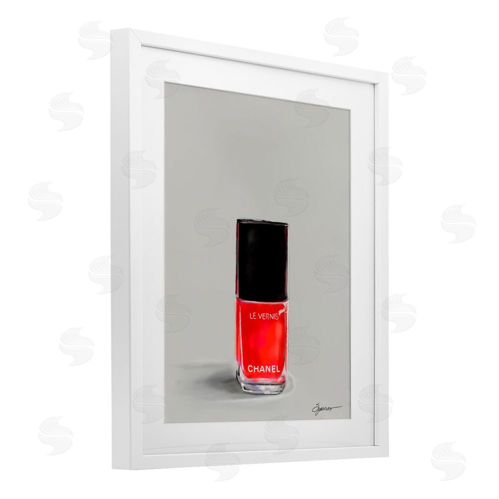 Mary Sparrow Classy Rouge Nail Polish White Framed Print Under Glass with Mat Wall Art