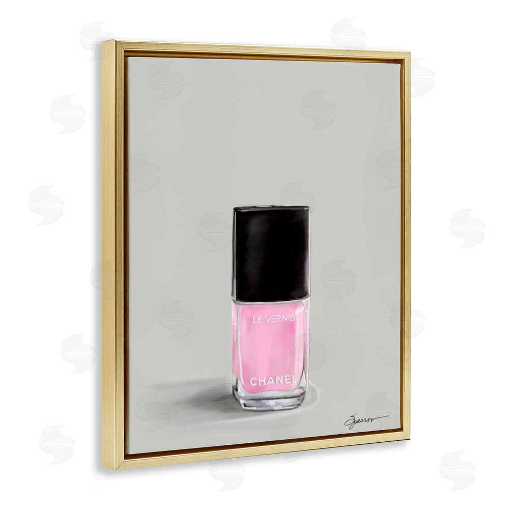 Mary Sparrow Pink Luxury Nail Polish Gold Floating Frame Canvas Wall Art Print