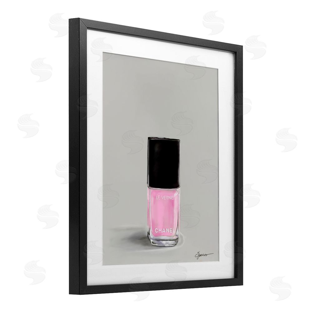 Mary Sparrow Pink Luxury Nail Polish Black Framed Print Under Glass with White Mat Wall Art