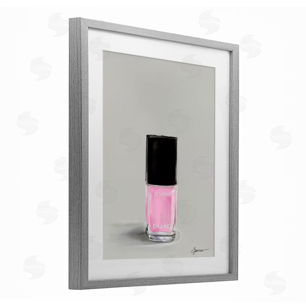 Mary Sparrow Pink Luxury Nail Polish Gray Framed Print Under Glass with White Mat Wall Art