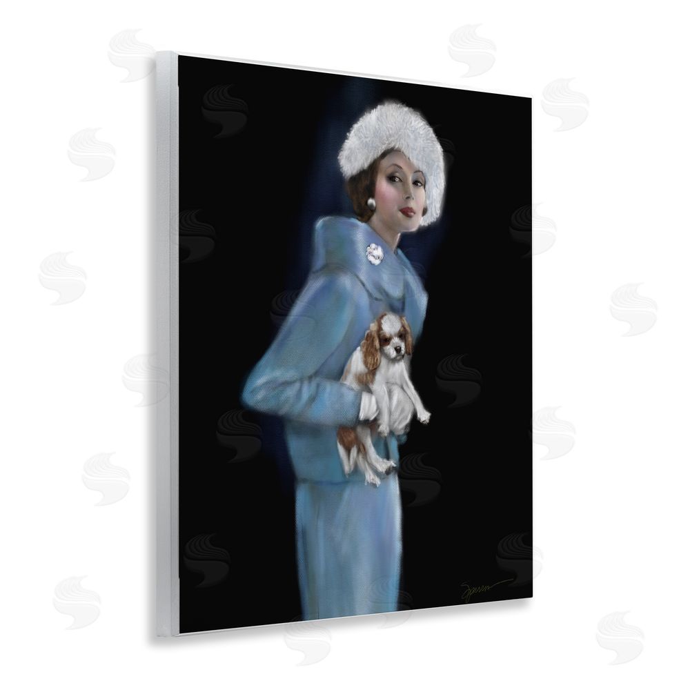 Mary Sparrow Fur Hat Vintage Woman & Dog Wall Plaque Art Print