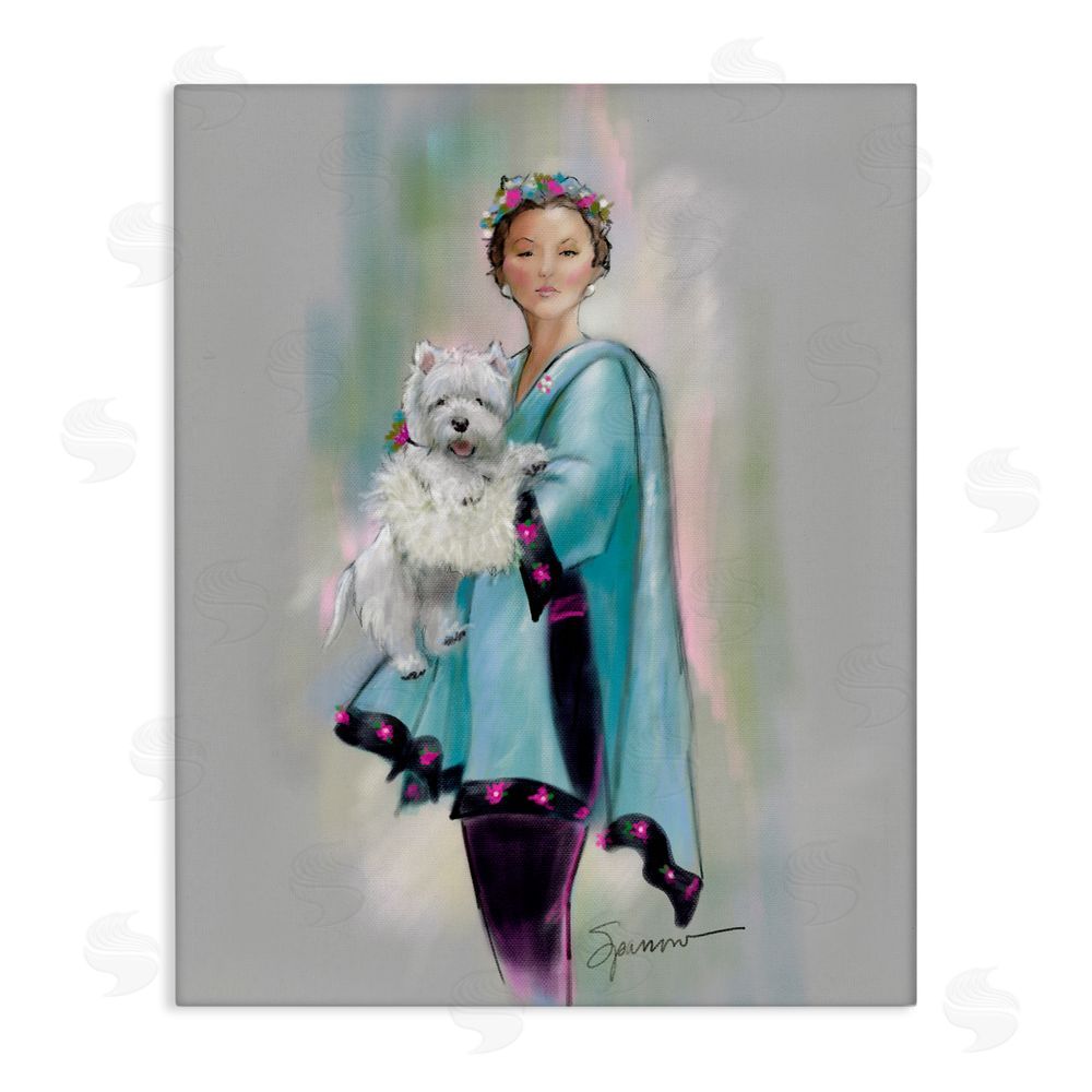 Mary Sparrow Dinner Party Woman & Dog Canvas Wall Art Print