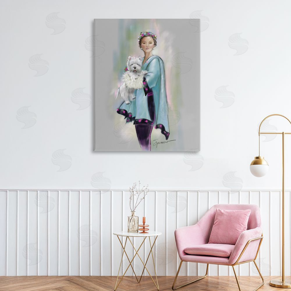 Mary Sparrow Dinner Party Woman & Dog Canvas Art on Wall