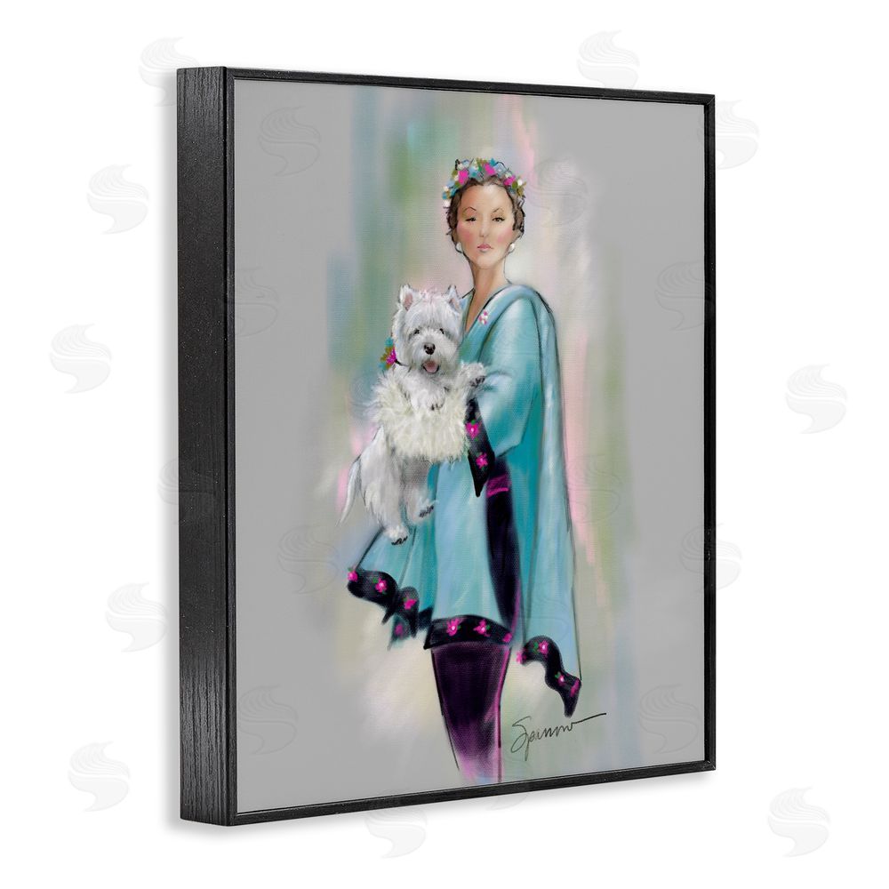 Mary Sparrow Dinner Party Woman & Dog Black Framed Giclee Wall Art Print