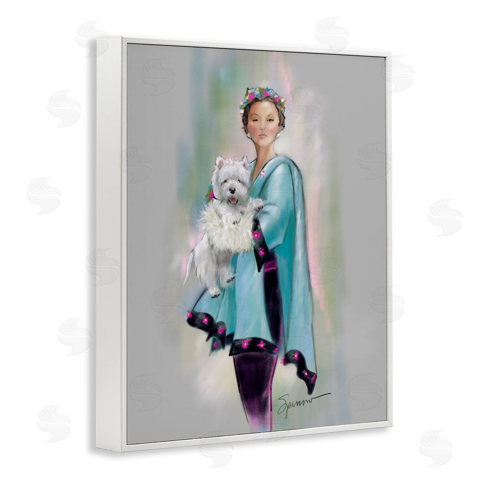 Mary Sparrow Dinner Party Woman & Dog White Framed Giclee Wall Art Print