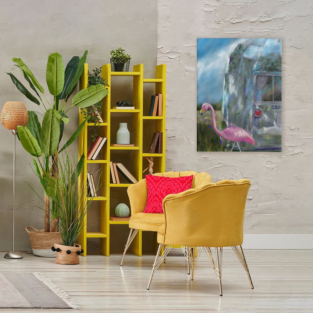 Mary Sparrow Happy Camper Flamingo Canvas Art on Wall