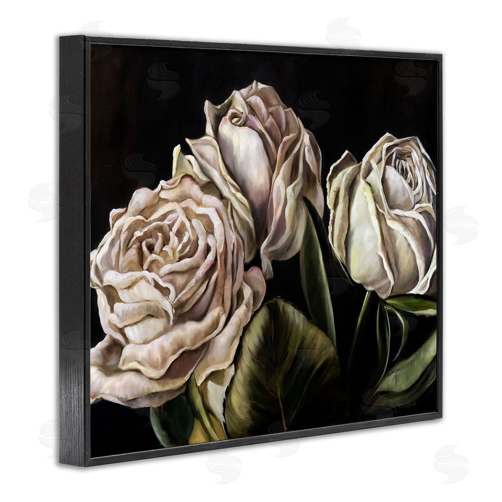 Mary Sparrow Fading Beauty White Roses Black Framed Giclee Wall Art Print