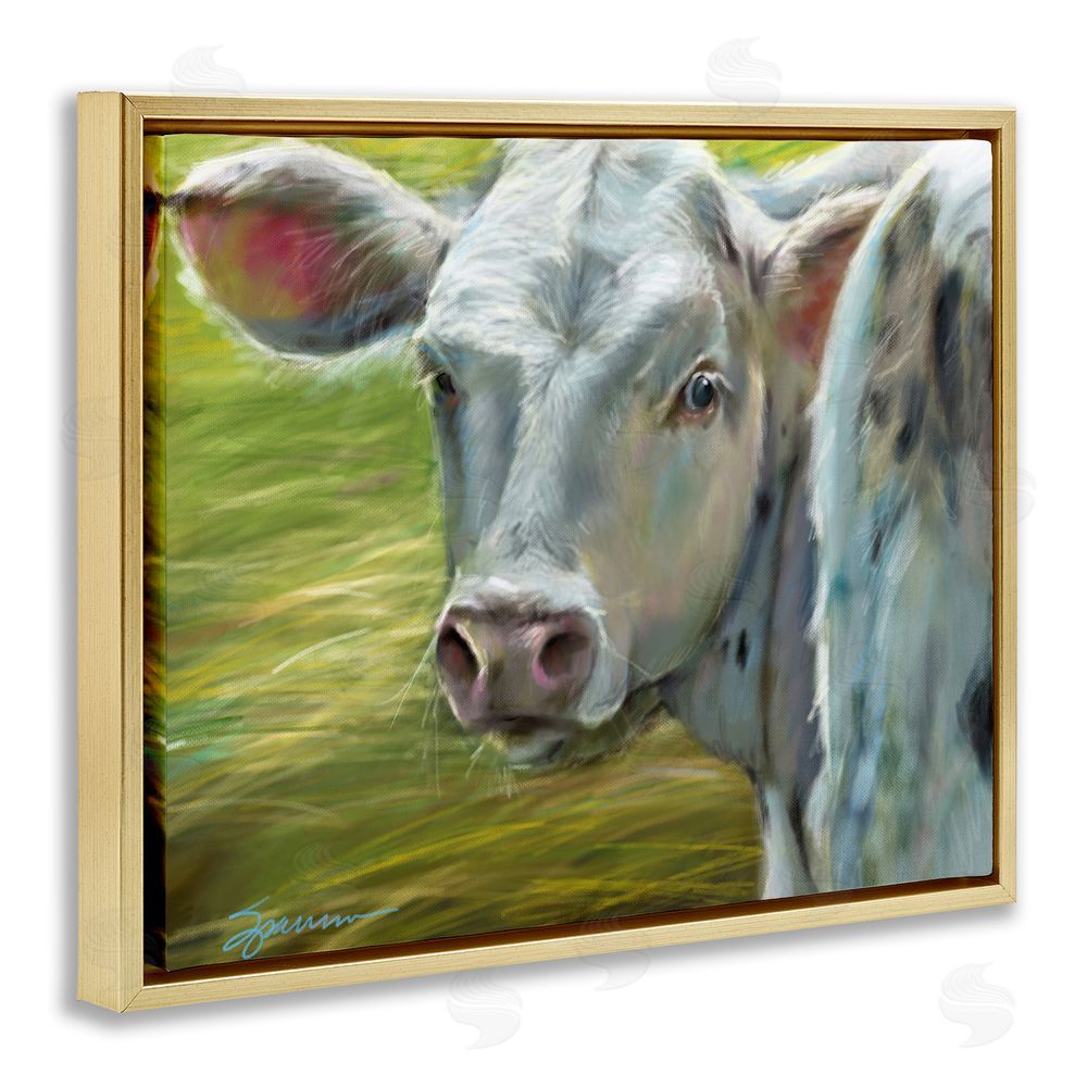 Mary Sparrow Baby Bessie Portrait Gold Floating Frame Canvas Wall Art Print