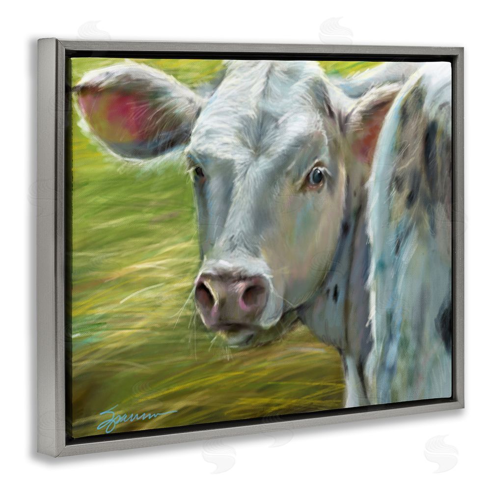 Mary Sparrow Baby Bessie Portrait Gray Floating Frame Canvas Wall Art Print