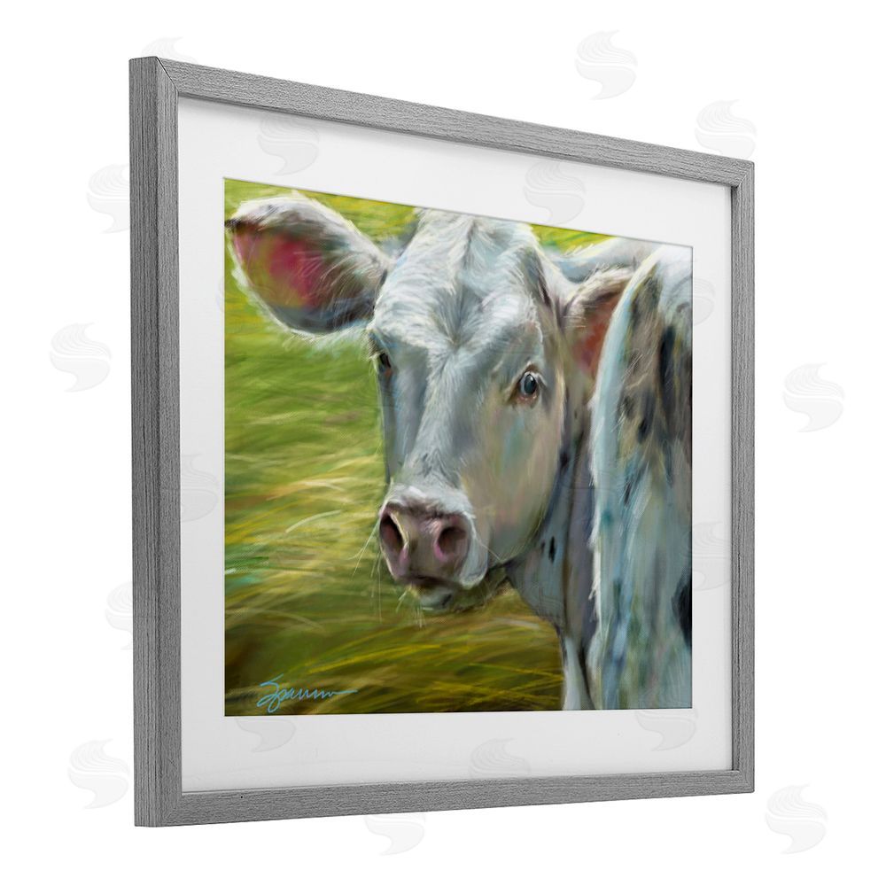 Mary Sparrow Baby Bessie Portrait Gray Framed Print Under Glass with White Mat Wall Art