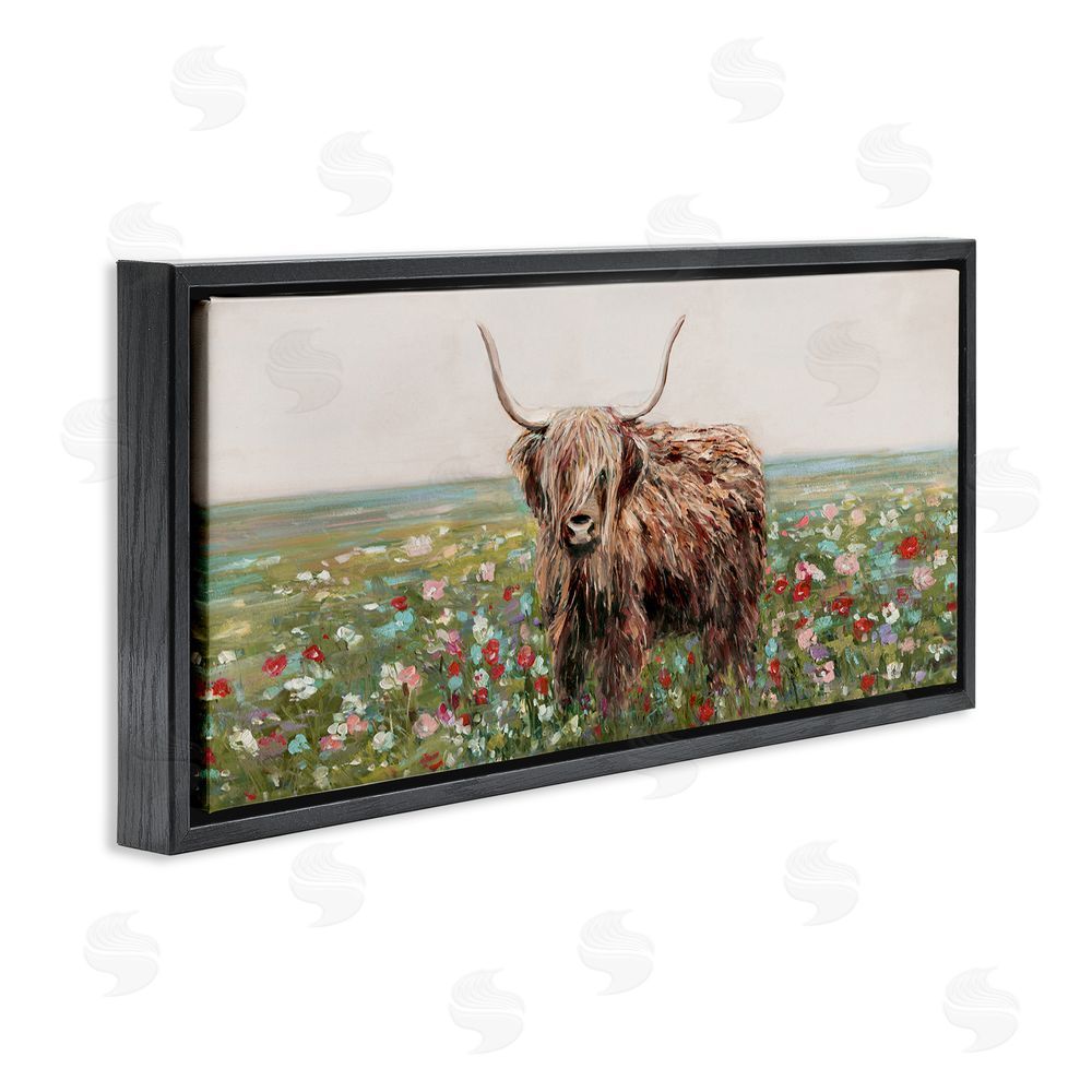 Sally Swatland Grazing In Poppy Field Black Floating Frame Canvas Wall Art Print