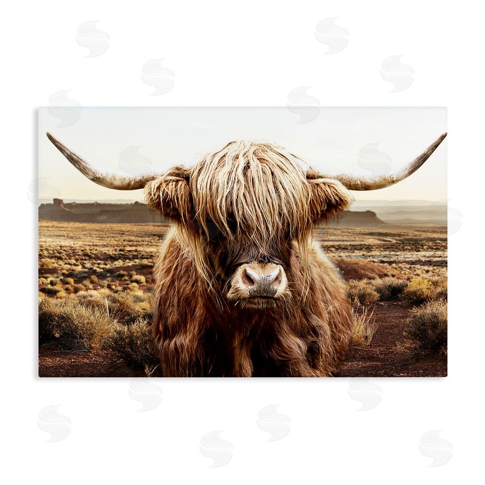 CAD Designs Rugged Vegetation Cattle Portrait Stretched Canvas Wall Art Print
