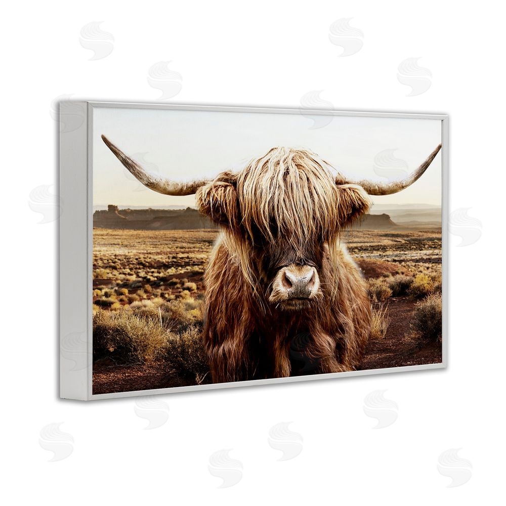 CAD Designs Rugged Vegetation Cattle Portrait White Framed Giclee Wall Art Print