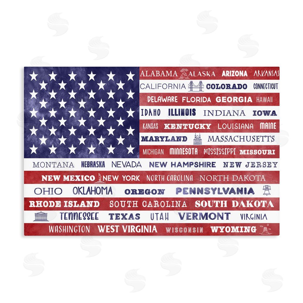 Daniela Santiago States Of America Flag Stretched Canvas Wall Art Print