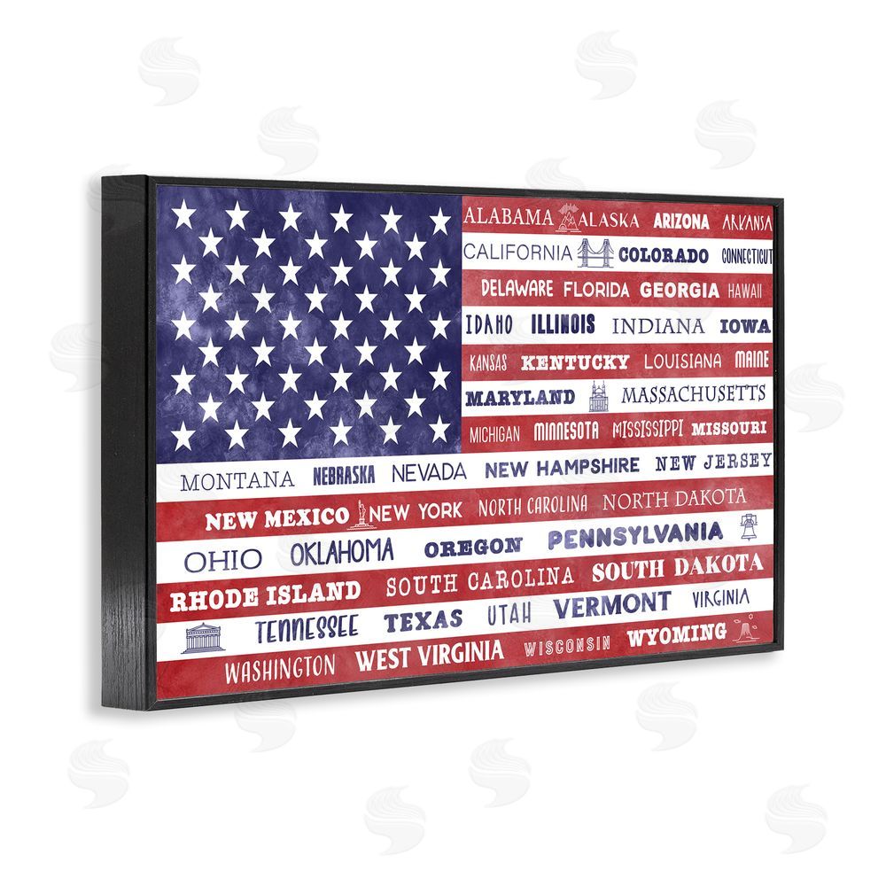 Daniela Santiago States Of America Flag Black Framed Giclee Wall Art Print