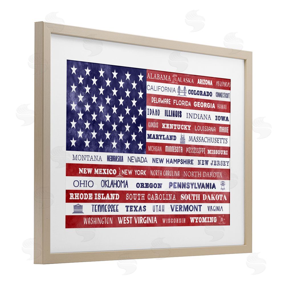 Daniela Santiago States Of America Flag Brown Framed Print Under Glass Wall Art
