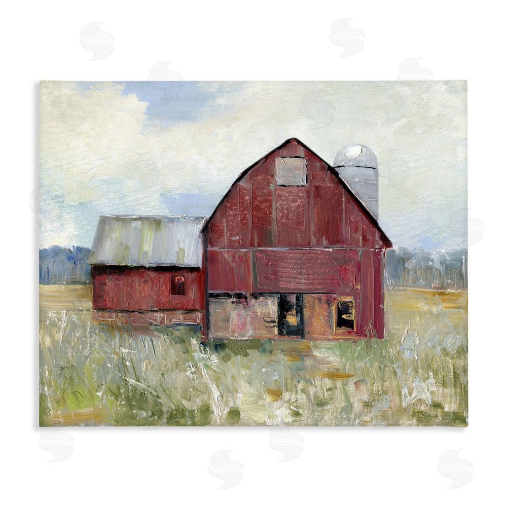 Sally Swatland Red Rugged Barn Stretched Canvas Wall Art Print