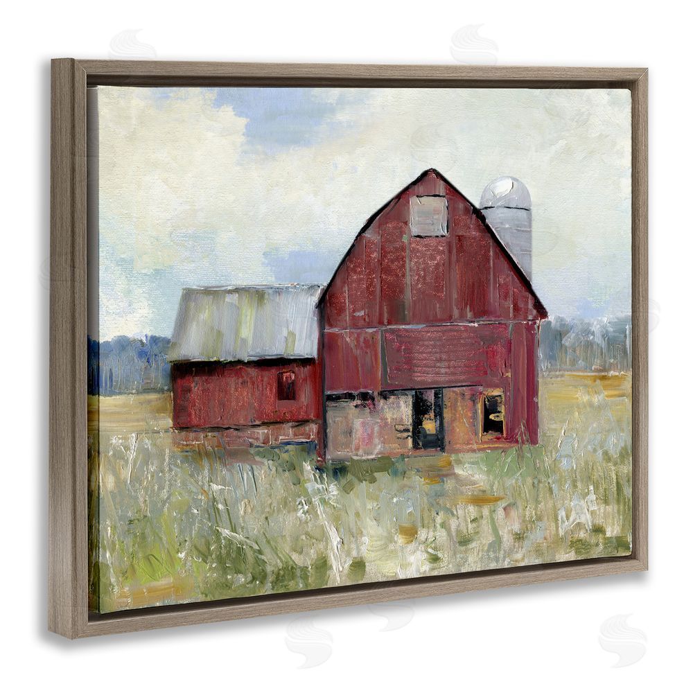 Sally Swatland Red Rugged Barn Brown Floating Frame Canvas Wall Art Print