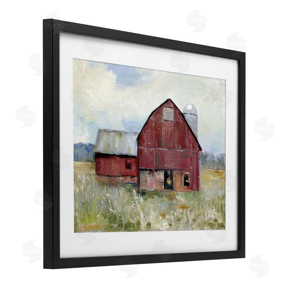 Sally Swatland Red Rugged Barn Black Framed Print Under Glass Wall Art