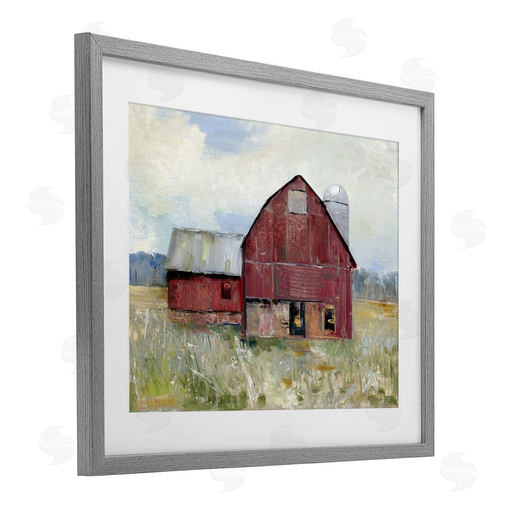 Sally Swatland Red Rugged Barn Gray Framed Print Under Glass Wall Art