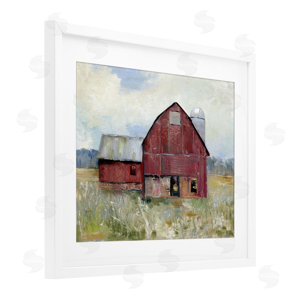 Sally Swatland Red Rugged Barn White Framed Print Under Glass Wall Art