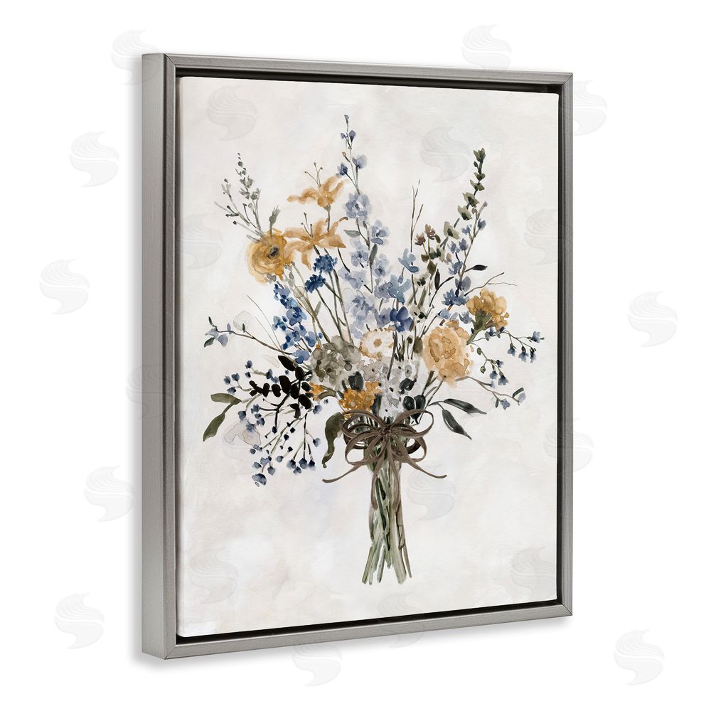 Carol Robinson Delicate Botanicals Bushel Gray Floating Frame Canvas Wall Art Print